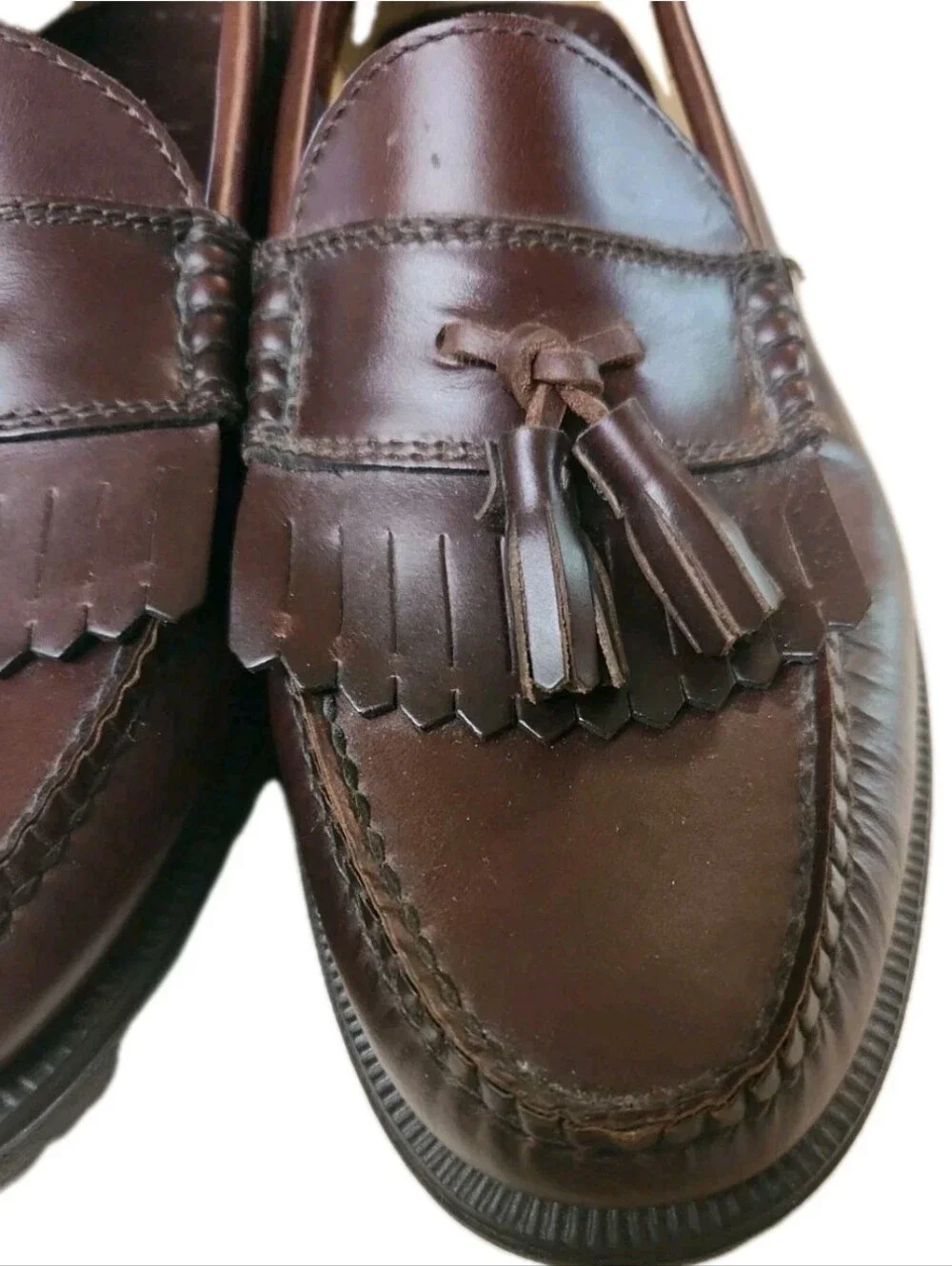 Vintage French Shriner Men's Size 11M Brown Leather Kiltie Tassel Loafer 90's